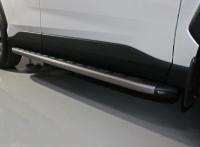 Пороги алюминиевые для Toyota RAV4 2019- с пластиковой накладкой (карбон серые)1720 мм