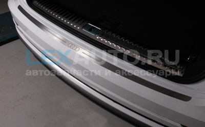 Накладка на задний бампер для Audi Q8 2019- (лист шлифованный надпись логотоп audi)