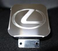 Заглушка фаркопа из нержавнейки под квадрат 50х50 с логотипом Lexus.