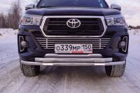 Toyota Hilux Exclusive 2018- Защита передняя нижняя (двойная с ДХО) 60,3_60,3 мм