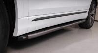 Пороги алюминиевые с пластиковой накладкой для Audi Q8 2019- (карбон серые) 2020 мм