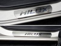 Toyota Hilux Exclusive 2018- Накладки на пороги (лист шлифованный надпись Hilux)