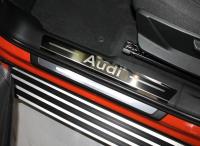 Накладки на пластиковые пороги для Audi Q3 2019 (лист зеркальный надпись Audi)