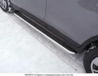 Пороги с площадкой (нерж. лист)  Nissan X-Trail 2014-, 42 мм