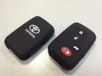 Чехол для электронного ключа Toyota, силикон, черный, 4 кнопки