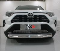 Передняя защита для Toyota RAV4 2019- (овальная,с ходовыми огнями)