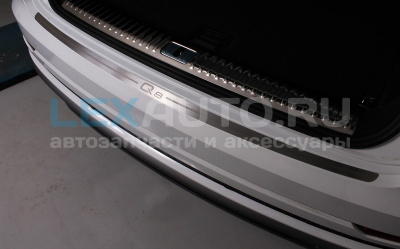 Накладка на задний бампер для Audi Q8 2019- (лист шлифованный надпись Q8)