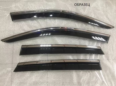 Дефлекторы, ветровики Nissan Almera 2012-2018, нержавеющий молдинг