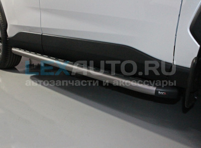 Пороги алюминиевые для Toyota RAV4 2019- с пластиковой накладкой (карбон серые)1720 мм