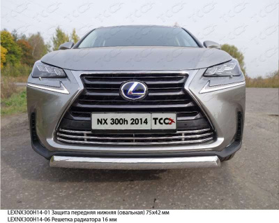 Защита передняя нижняя Lexus NX 2014- (овальная) 75х42 мм