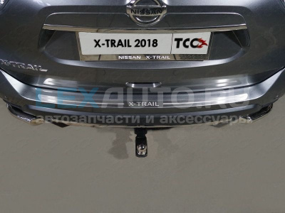 Накладка на задний бампер шлифованный лист надпись X-Trail для Nissan X-Trail 2014-